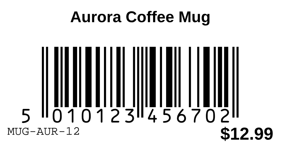 A sample Shopify barcode label rendered by LabelCraft.